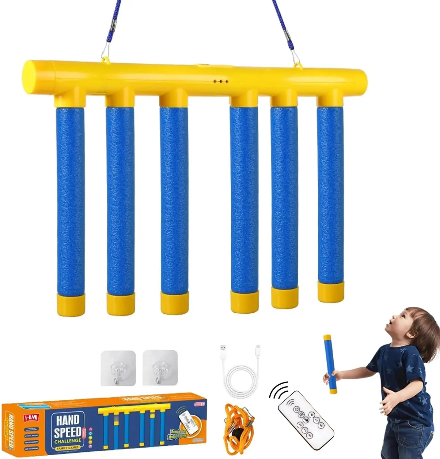 Reflex Drop Sticks Challenge Game – Electronic Hand-Eye Coordination Training Toy with Remote Control, 3 Adjustable Speeds, Catch the Falling Stick Reaction Test for Kids Teens Adults, Fun Party & Family Game