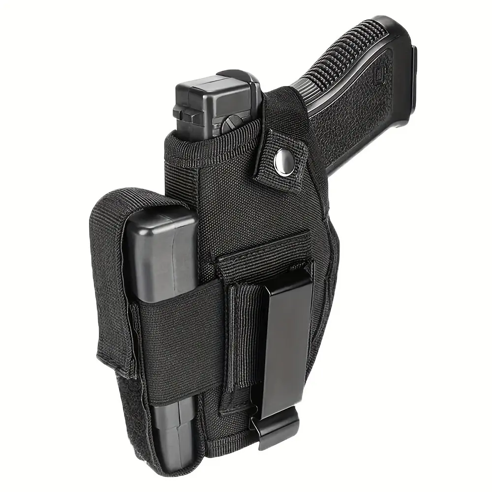 Unisex Gun Holster, 9mm Pistol Holster, IWB/OWB Concealed Carry Pistol Holster, with Magazine Pouch snap closure