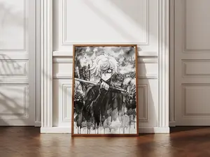 Hells Paradise Poster – Gabimaru Anime Poster, Epic Black White Fan Art