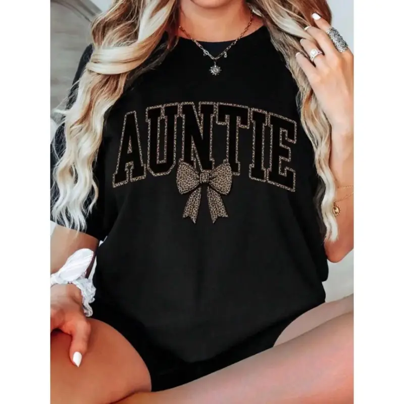 Auntie Shirt, Gift For Aunt, Funny Aunt Tee, Aunt T-Shirt Women Oversized T-Shirt  Women Printed Tops Comfort Colot T-Shirts Graphic Casual Lover Gift T-Shirt Funny Short Sleeve Tops Men's Crew Neck Tee Unisex Vintage Streetwear T-Shirt