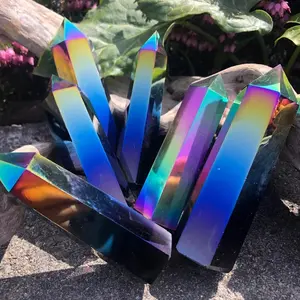 1pc Electroplated Obsidian Column Home Decor, Office Bedroom Desktop Crystal, Halloween Christmas Easter Gift, Feng Shui Decoration