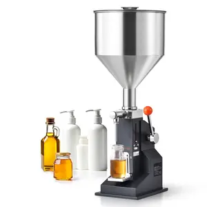 VEVOR Manual Paste & Liquid Filling Machine ( A03 Model), 5-50ml Adjustable Bottle Filler with Scale, Stainless Steel Hopper, Drip-Proof Seals, Food-Safe Parts, Reinforced Grip for Milk, Water, Oil