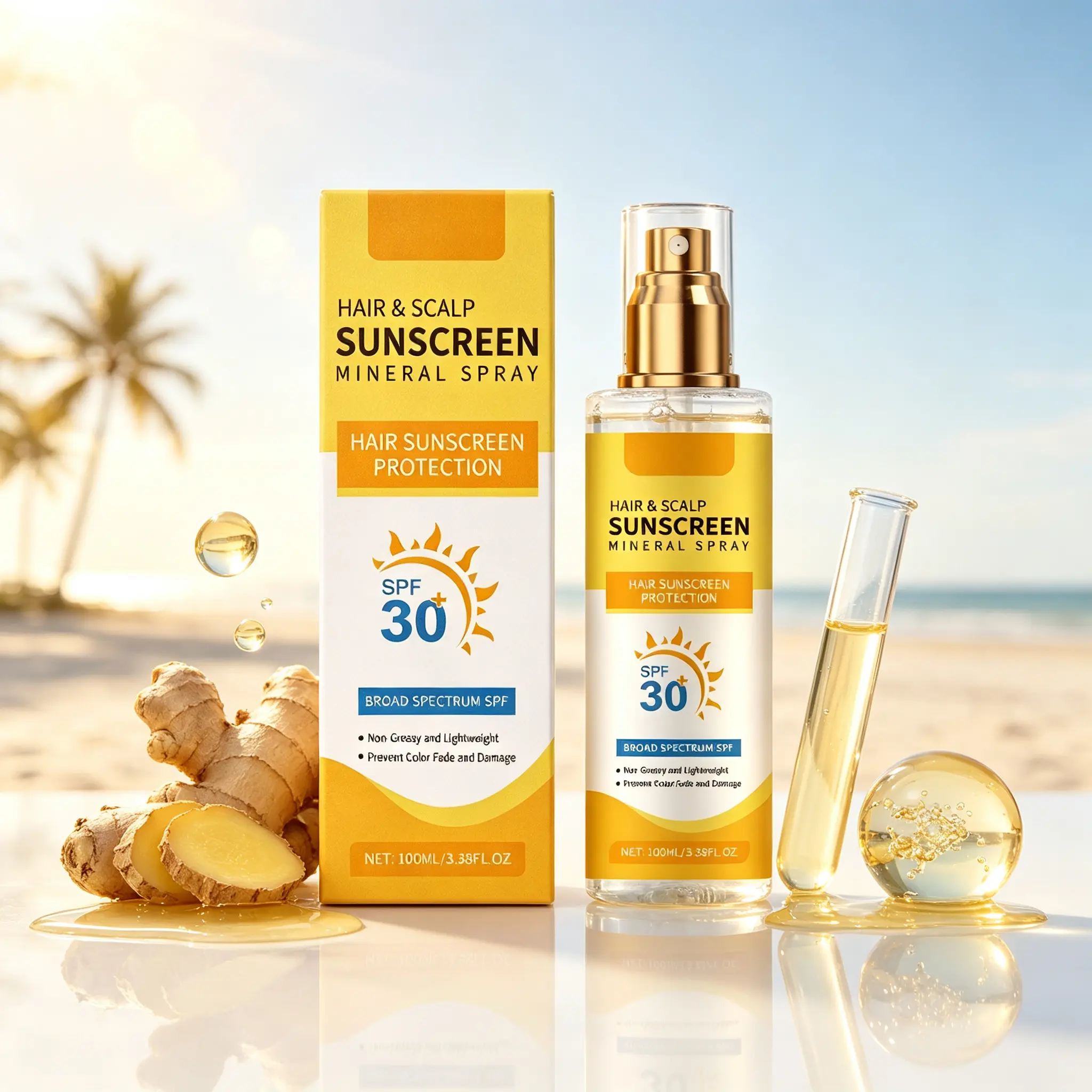 Scalp & Hair Sun Protection Spray – SPF 30 Broad-Spectrum Mineral Sunscreen That Guards Against Sunburn, Dryness & Color Fading While Keeping Hair Lightweight & Grease-Free | Ideal for Beach Days, Sports & Daily Outdoor Wear | 100ml