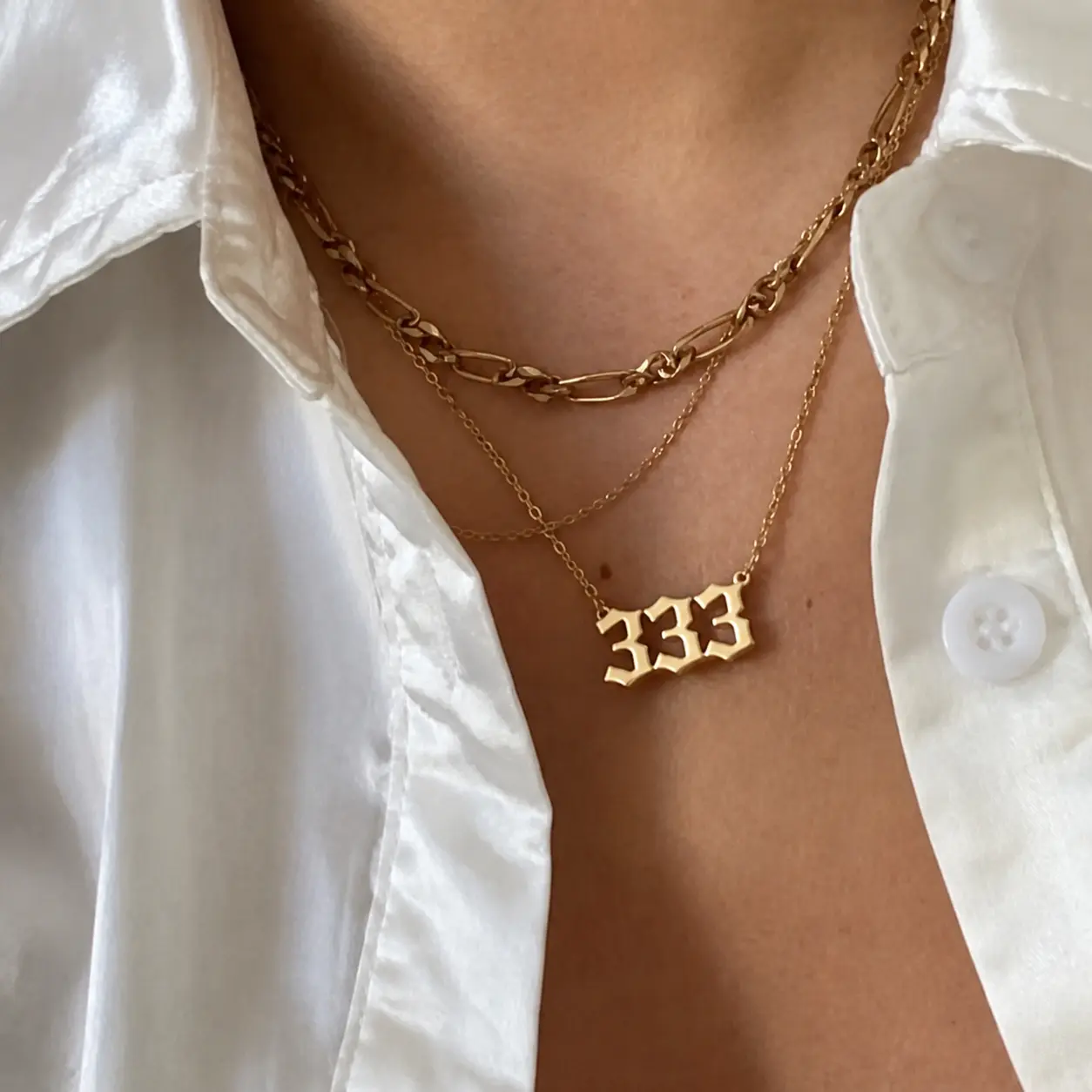 Angel Numbers Pendant Necklace Tiny Gold Stainless Steel Chain Jewelry for Women