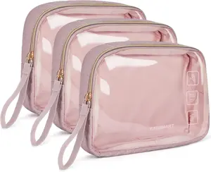 Approved Toiletry Bag, 3 Pack Clear Makeup Cosmetic Bag Organizer, Quart Size Travel Bag for Toiletries, Carry-on Travel Accessories Essentials