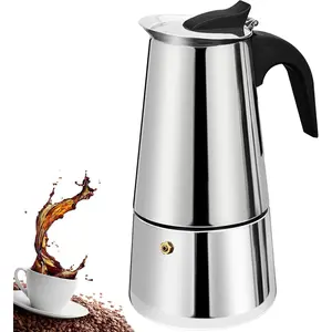 9 Cup Stovetop Espresso Maker Stainless Steel Moka Pot Stove Top Percolator Italian Coffee Makers Capable Mocha Greca Machine Cafe Classic Induction Cookers for  and Camping 450ml 15oz
