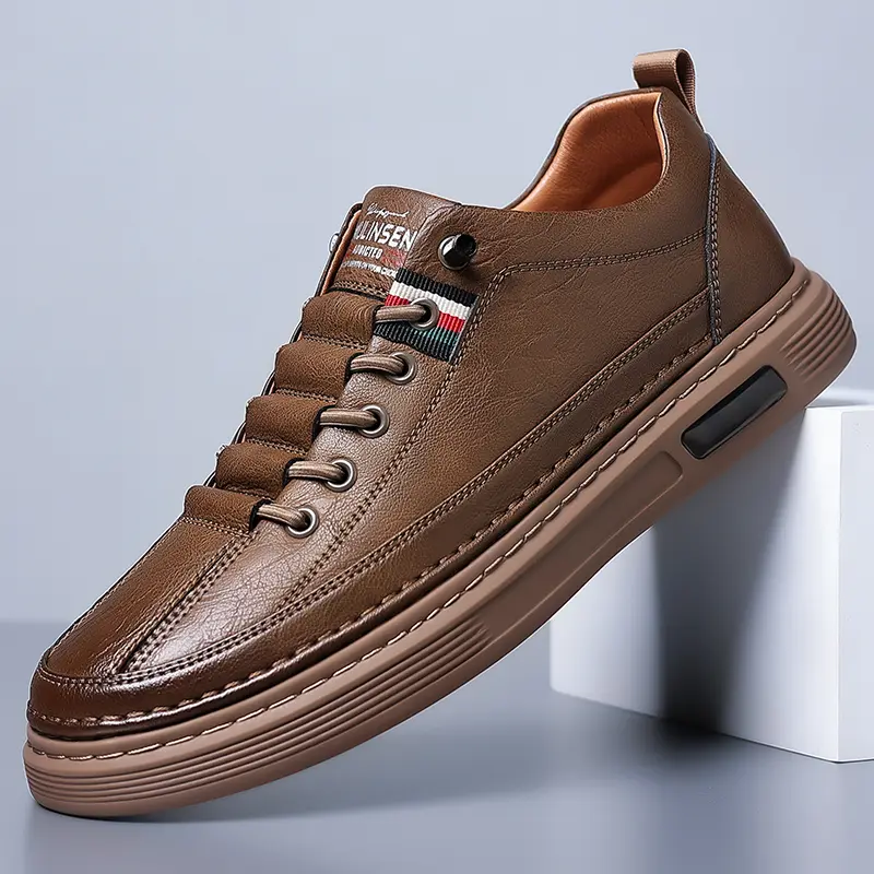 Men's Business Casual Leather Sneakers | Waterproof PU Upper & Non-Slip PVC Sole | Professional Office Shoes for Men & Daily Commute | Lightweight & Wear-Resistant