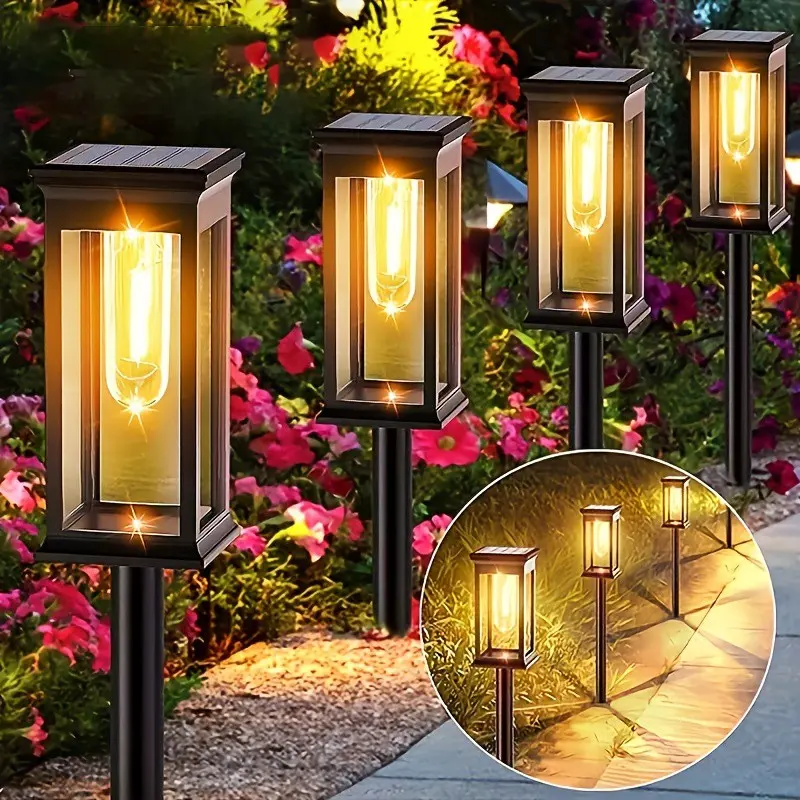 4-Pack Commercial Street & Area Lighting, Outdoor Solar Pathway Lights, Automatic On/off Smart Lights, Solar Post Lights, Ip44 Solar Garden Decorative Landscape Lights, Garden Ground Light, Solar Garden Lamps, Outside Lights