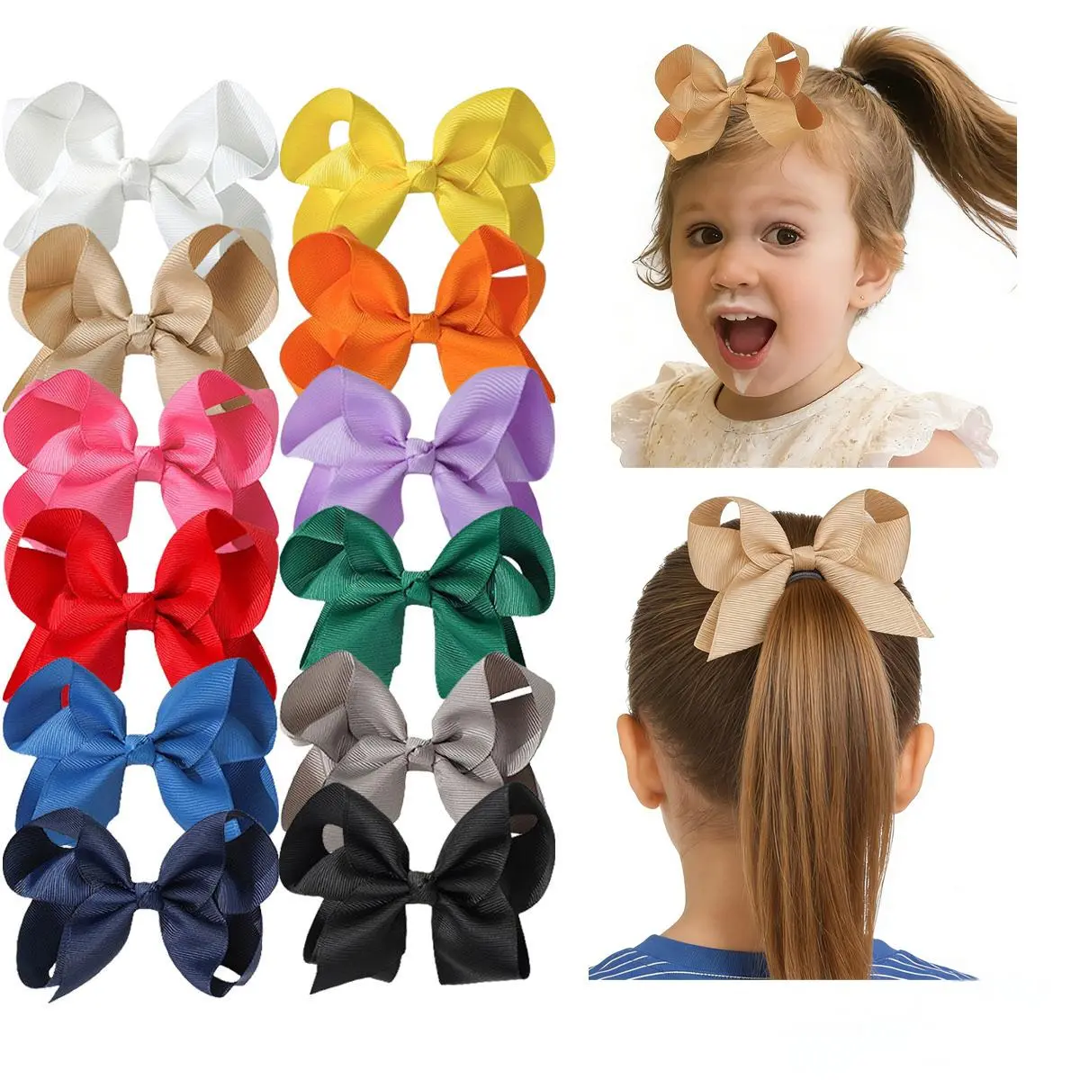 JoyBowie 12pcs Small Hair Bows for Girls, Grosgrain Ribbon Bow Clips with Alligator Barrettes, Cute Toddler Kids Hair Accessories for Ponytail, School, Birthday Party & Daily Wear