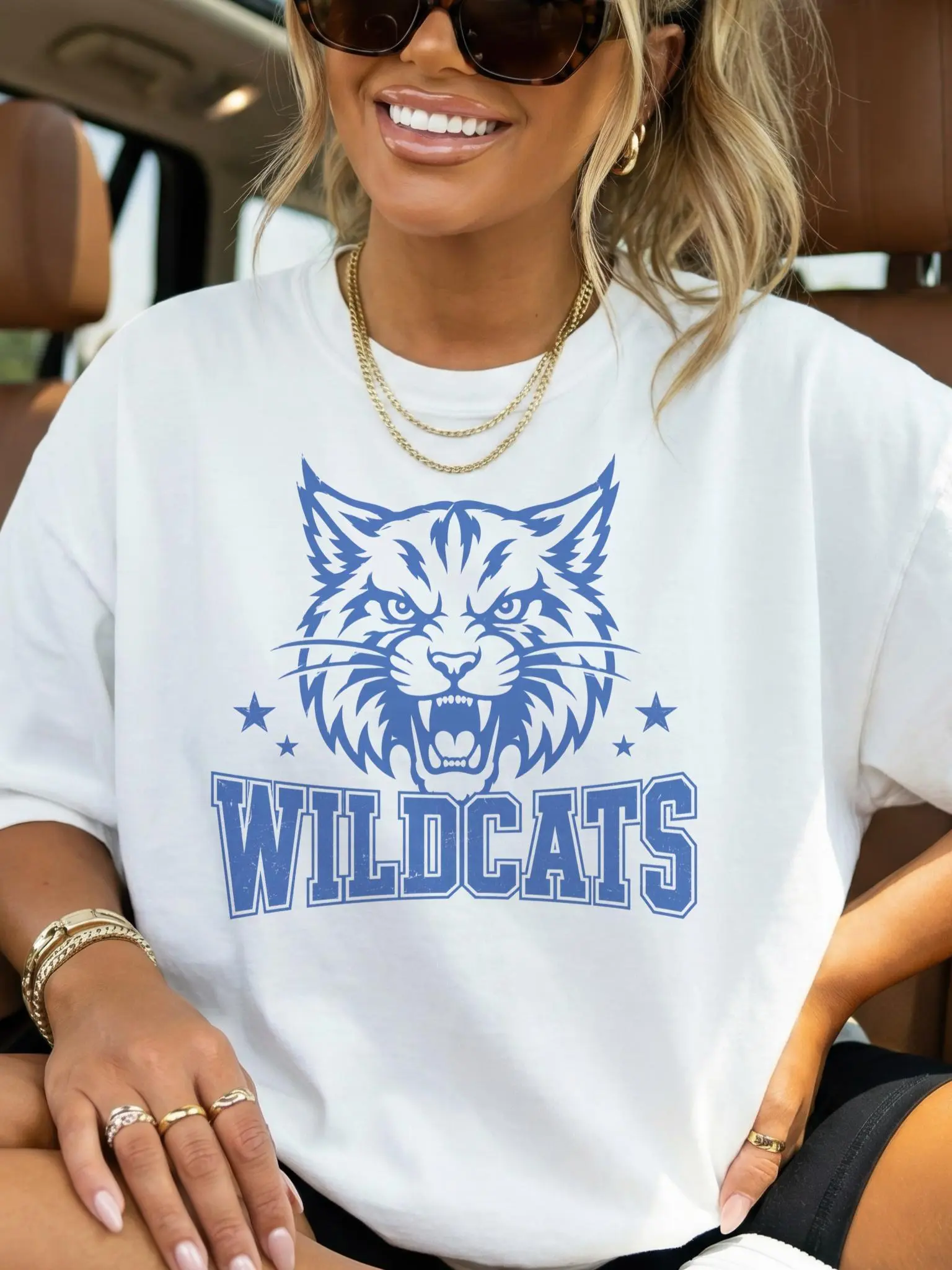 Wildcats  Mascot Shirt, School Spirit Tee, Blue Wildcats Game Day Shirt, Football Game Shirt, Custom School Mascot Shirt, Wildcats Tshirt Cotton Trending