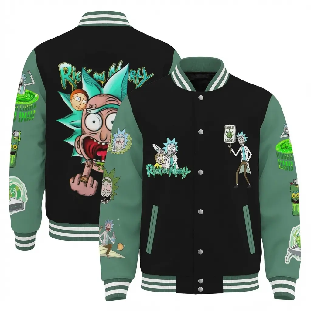 Rickandmorty Baseball jacket Varsity Jacket, Baseball Varsity Jacket, Sporty Streetwear Look, Everyday Casual Jacket