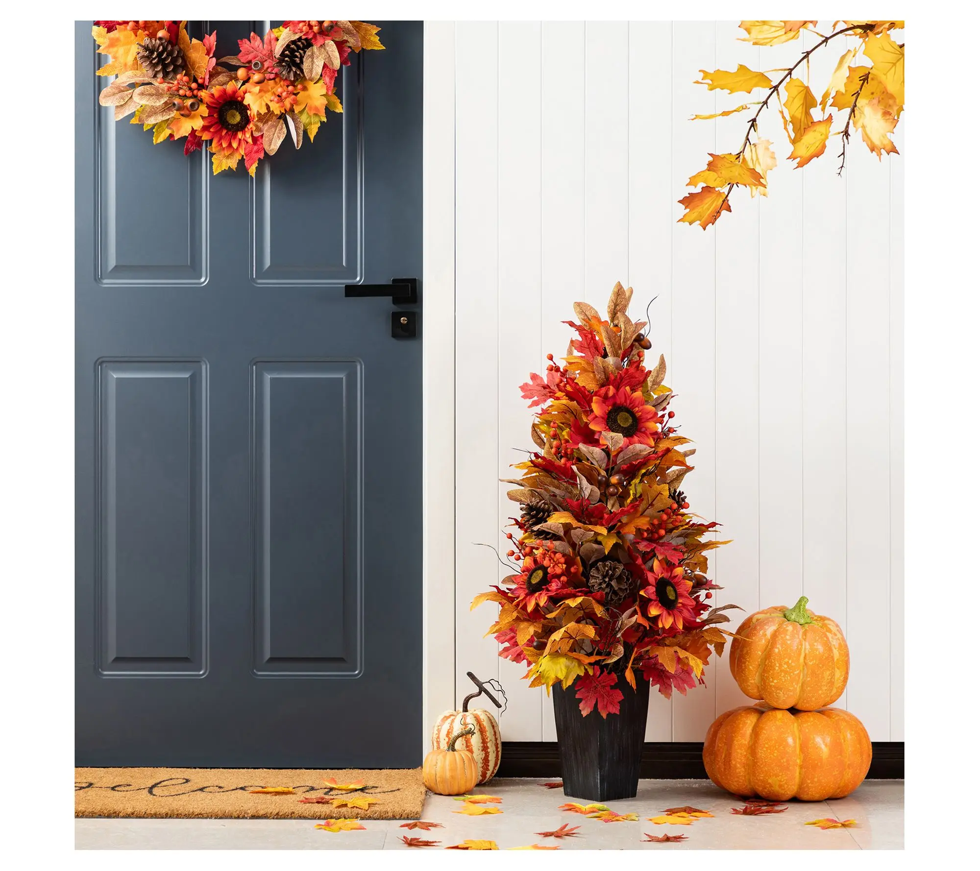 Glitzhome 36"H Fall Harvest Sunflower Berry Leaf Porch Tree Glitzhome 36"H Fall Harvest Sunflower Berry Leaf Porch Tree