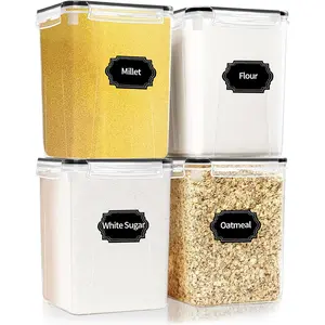 4-Pack Large Airtight Food Storage Containers with Lids (5.2L/176oz) - BPA-Free Plastic Kitchen Utensils for Kitchen Organization