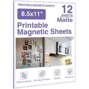 Printable Magnetic Sheets 8.5X11 Inches Matte Magnet Paper Sheet 12 Pcs Non Adhesive Magnetic Paper for Inkjet Printers, Flexible Magnet Photos for DIY Crafts BEST CHOICE MAGNETS