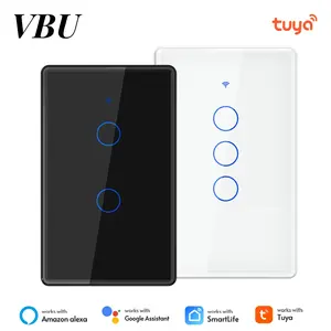 Tuya Smart Wall Light Switch Ac100-240v 50/60hz Universal WiFi Intelligent Switch Requires Neutral+Live Wire Push Button Switch APP & Voice Control Compatible Alexa Google Assistant Wireless Switch