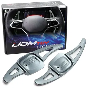 iJDMTOY Gunmetal Grey CNC Billet Aluminum Larger Paddle Shifter Extensions For Volkswagen 2022-up MK8 Golf GTI Golf-R e-Golf, etc