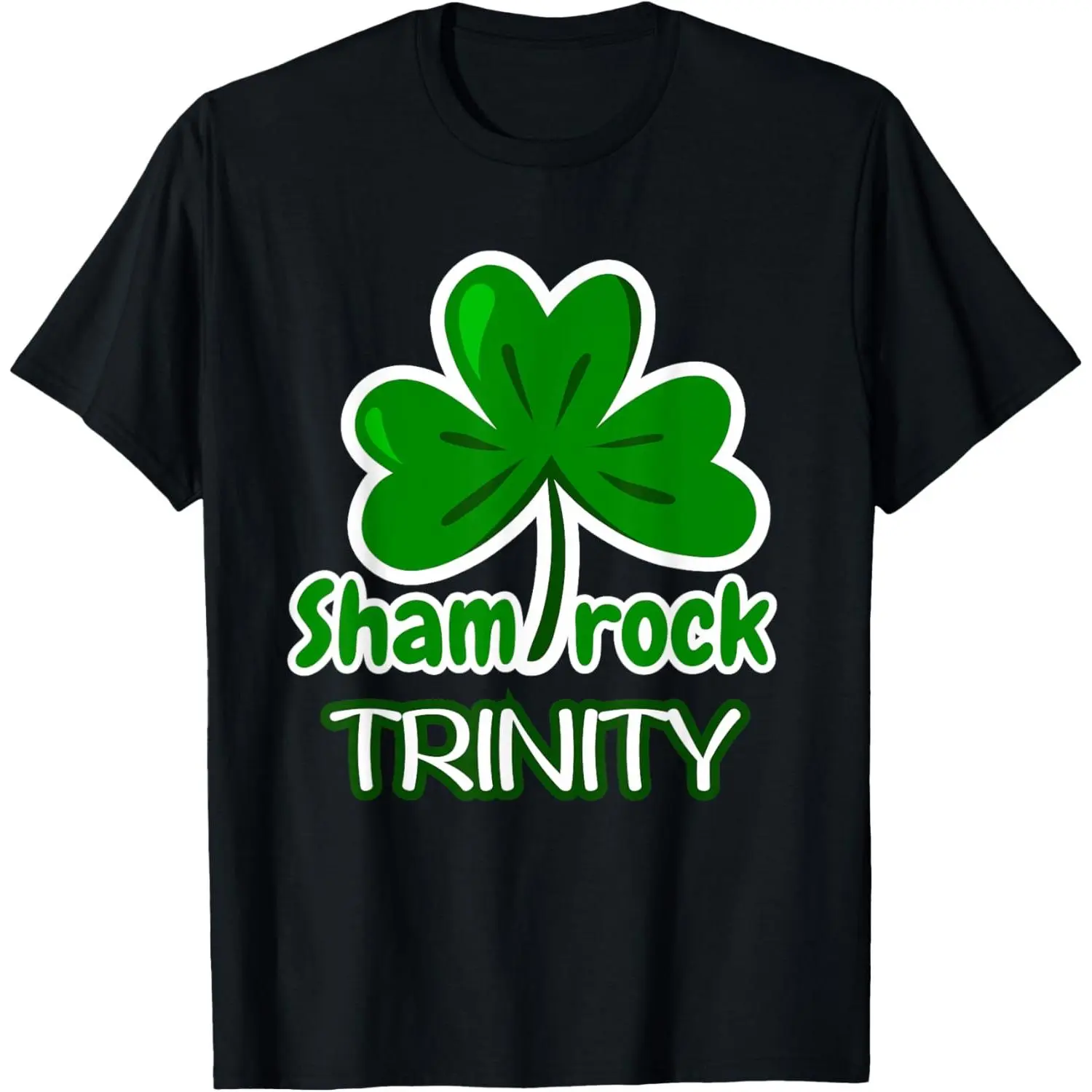 Women's Casual Breathable Cotton Short-Sleeve Crew Neck Graphic Tshirt - Shamrock Trinity Green Lucky Clover St. Patrick's Day Streetwear Top, Normal Fit, Pull-On, All-Season Wear