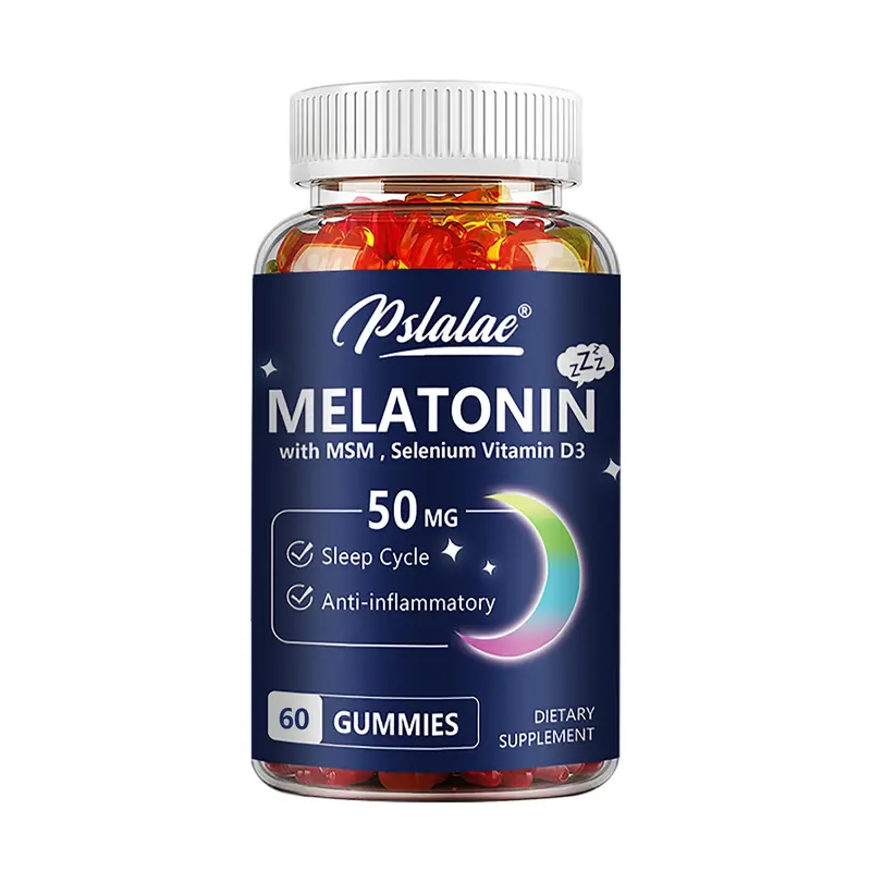 Pslalae Melatonin Chewable Jelly Gummies Wellness Sleep Supplement - Gluten-Free, Vegan, 24 Months Shelf Life, Single Item, Soothing Natural Sleep Aid for Adults with MSM, Selenium, Vitamin D3 - 60 Pieces