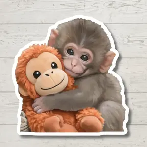 Viral Baby Monkey Sticker - Punch The Monkey Cute Decal For Water Bottles And Laptops - Famous Zoo Monkey - Emotional Support Animal Sticker