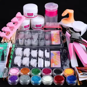 Nail Kit Set Professional Acrylic with Everything, 12 Glitter Acrylic Powder Kit Nail Art Tips Nail Kit for Beginners (Professional) Manicure Cutics