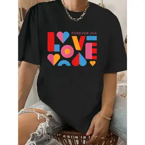 100% Cotton Unisex USPS Forever USA Love T-Shirt – Printed Short Sleeve T-Shirt Top