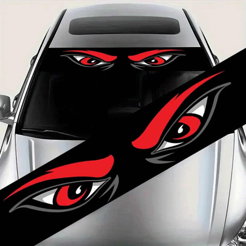 1PC Black Car Sunshade Windshield Sticker with Angry Eyes Pattern, Truck Car Decal, Graphic Decal, Suitable for Cars, SUVs, Trucks, Vehicle Outdoor Decoration Accessories, Car Accessories