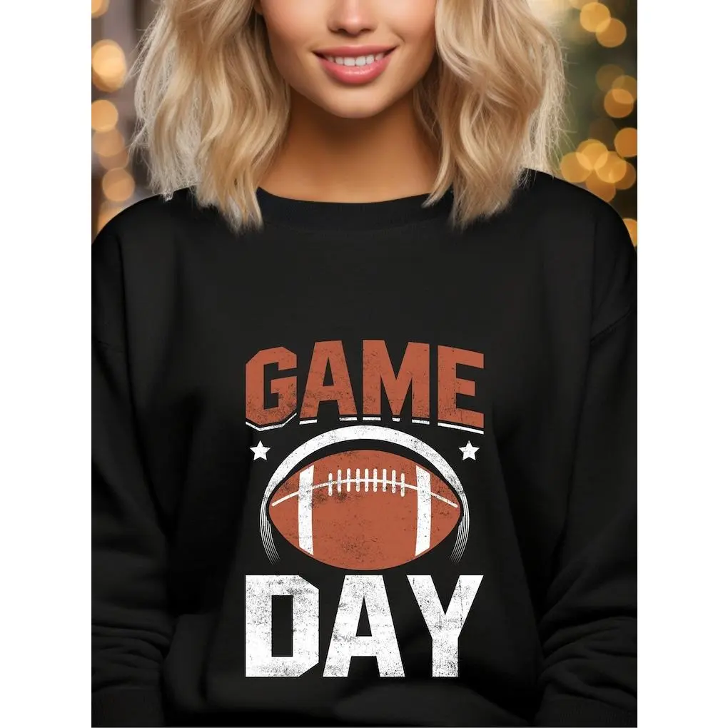 Men's Game Day Football Hoodie Tops - Everyday Graphic Fabric, Sports Fan Gift, Print, Cotton, Soft, Piece, Casual, Outfits, Regular Fit, Premium Cotton, Football Fashion