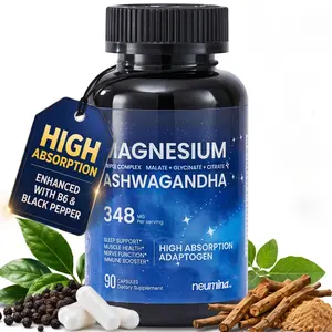 Neumina Triple Complex Magnesium & Ashwagandha Essential Minerals Supplement Brain Booster with Vitamin B6 & Black Pepper for Night Shifts & Mood Support Made In USA