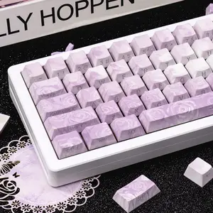 Rose Coast Purple Custom Side-Lit PBT Keycaps, CHERRY Profile Dye-Sublimated for Mechanical Keyboards