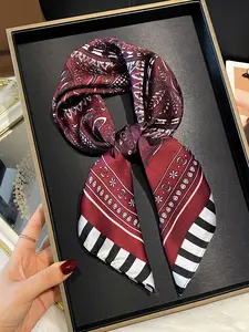 Paisley Floral Print Silk Square Scarf, Vintage Boho Headscarf for All Seasons, Stylish Hair Accessory for Women, Boho Style Scarf, Floral Print Shawl, Floral Pattern Shawl