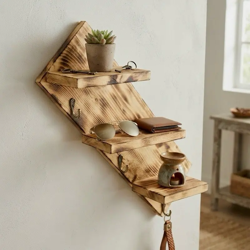 Vintage wood wall shelf