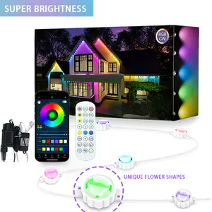 53FT/100FT Permanent Outdoor Lights, 36/72 RGB Eaves Lights With App Control Remote, Waterproof Under Eave/Floor Plug Lighting, For Outdoor Garden Decor, House, Party, Holiday, Christmas, Halloween