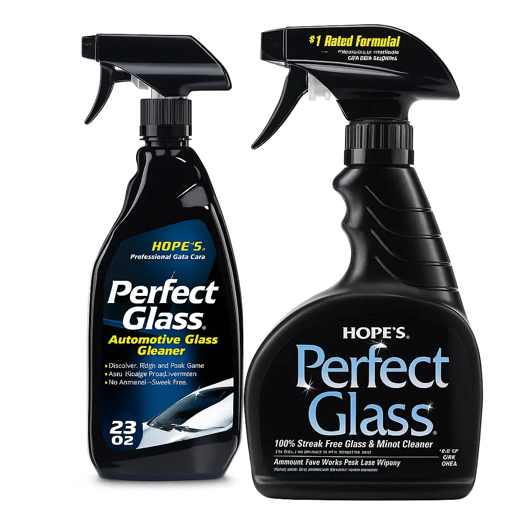 HOPE'S Perfect Glass Cleaner Spray Bottle - 32 fl oz #1 Rated Streak-Free Ammonia-Free Tint-Safe Surface Cleaner for Home & Auto Use (Windows/Mirrors, Screens, Car Glass, Daily Care, Bug Removal)
