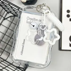 1 Set,K-pop star photo card holder keychain, transparent silicone card holder with Star Theme design, can be used as a protective case for bus cards, Bus Passes, student ID cards, etc, Keychain Functionality