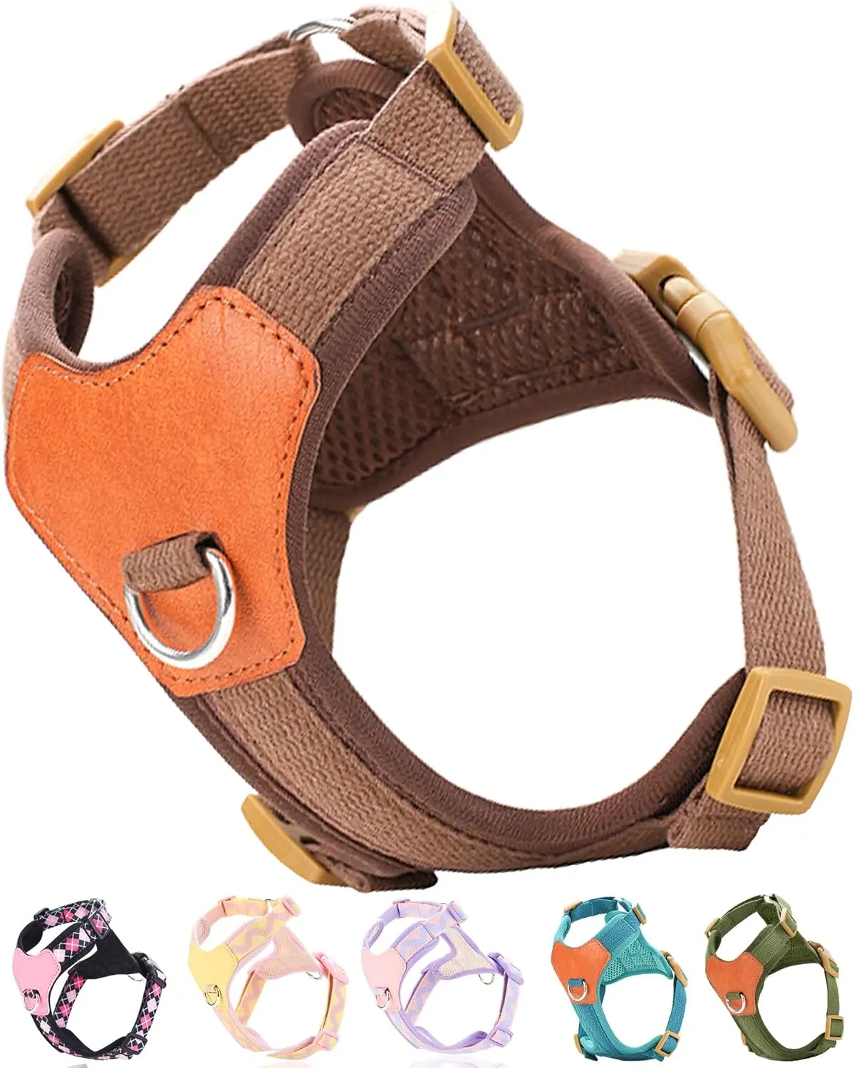 Brown Dog Harness for Small Dogs, No Pull Dog Harness with  Leash Clips, Small Sized Puppy Harness (Brown, S)
