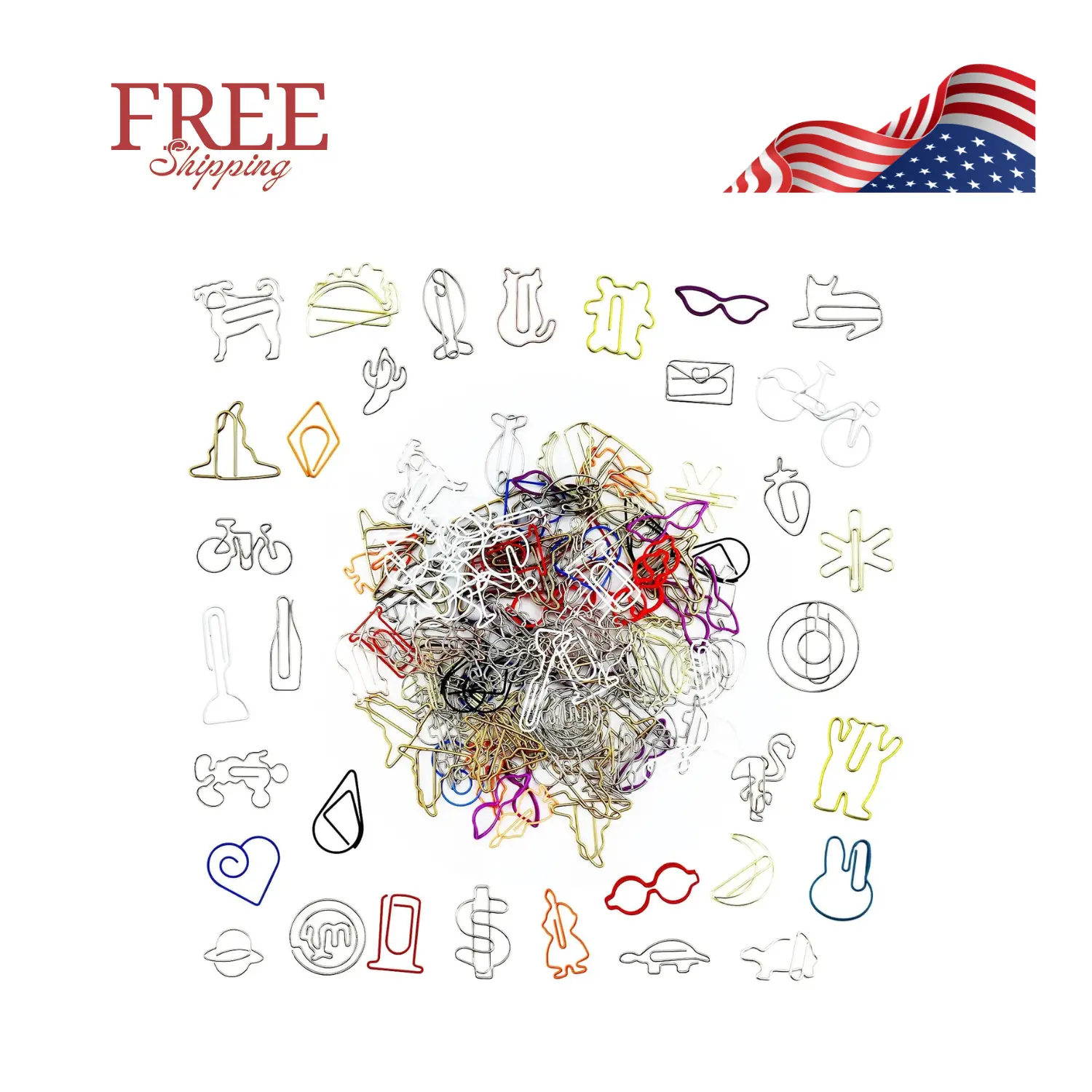 150 Pcs Mixed Cute Paper Clips, Assorted Colors Bookmark Paperclips