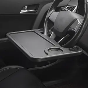 Cartray Steering Wheel Tray for Constant Travelers - Black Car Steering Wheel Desk and Food Table for Most Vehicles