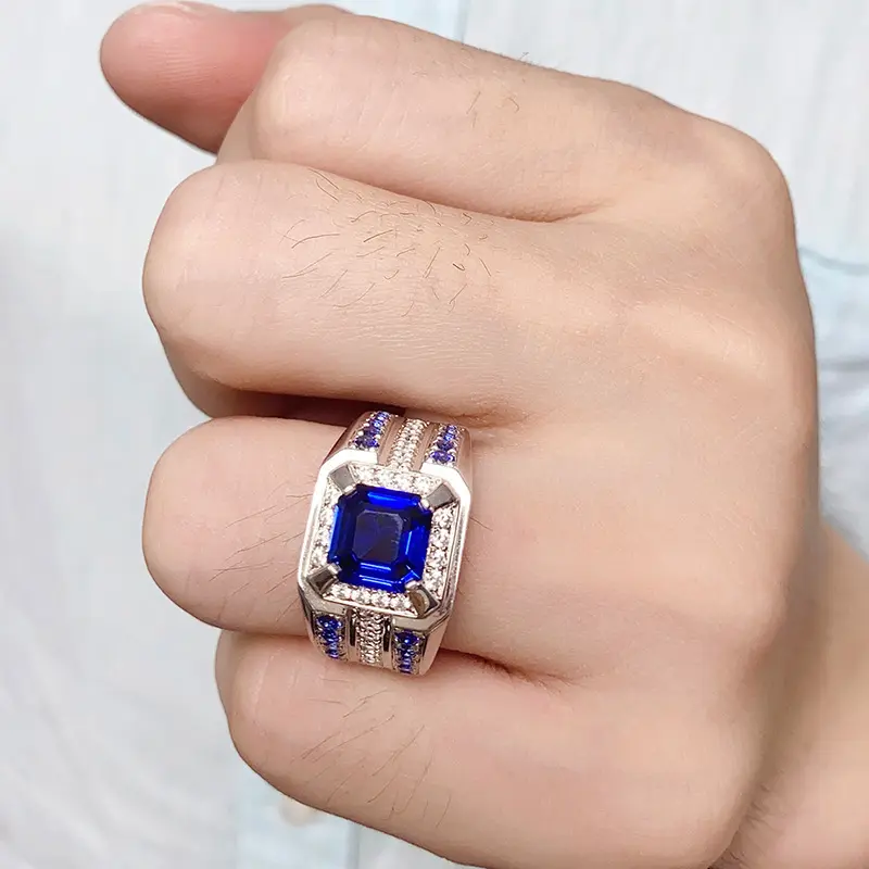 Men's 925 Sterling Silver Square Cut CZ Elegant Fashion Ring - Geometric Design, High-Quality, Durable Accessories for Business Dress Occasions, Stylish Men's Rings, Elegant Fashion Rings