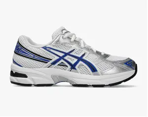 ASICS GEL-1130 GS White & Blue Grade School Running Shoes for Boys - Breathable Mesh, EVA Cushion, Rubber Outsole, Casual & Streetwear Runner Runner Trainer Training Sneaker Athletic Closed