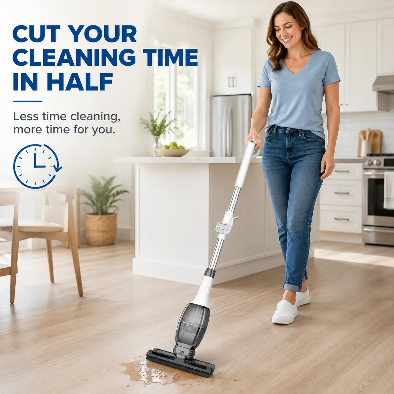 2 in1 Cordless Window Vacuum Cleaner for Glass, Shower Doors, Mirrors, Car Windows, Floor Tiles & Bathroom Tiles