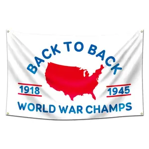World War Champs Flag,3x5 Feet Back to Back Banner,Funny Poster UV Resistance Fading & Durable Man Cave Wall Flag with Brass Grommets for College Dorm Room Decor,Outdoor,Parties,Gift,Tailgates Ornaments
