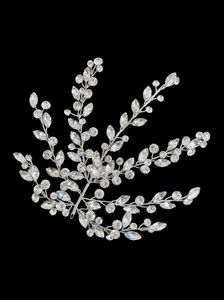 Patricia Silver Leaves Bridal Rhinestone Applique