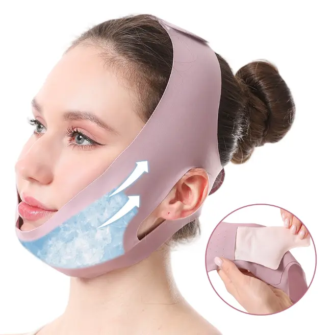 [Upgraded] Ice Cooling Graphene V-Line Face Mask,Upgraded Graphene Chin Up Mask V Shaped Face Mask Jaw Exerciser Gentle Gentle Facial Gentle