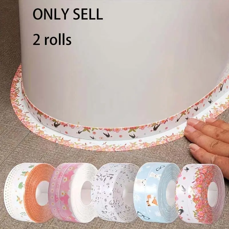 2rolls Waterproof Anti-mildew Toilet Caulk Strip, PVC Self Adhesive 1.5 Inch Waterproof White Silicone Caulk Tape For Bathroom, Bathroom Waterproof Tape To Avoid Wet Invisible Waterproof Sealant, Bathroom Sealing Tape
