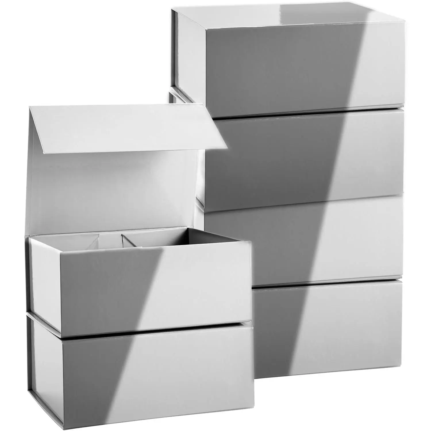 6 Pack   Boxes with Lids, 9.5 x 7 x 4 Inches for Birthday, Wedding, Groomsman and Bridesmaid Proposal Box (Gray) - Groomsmen Proposal  Box