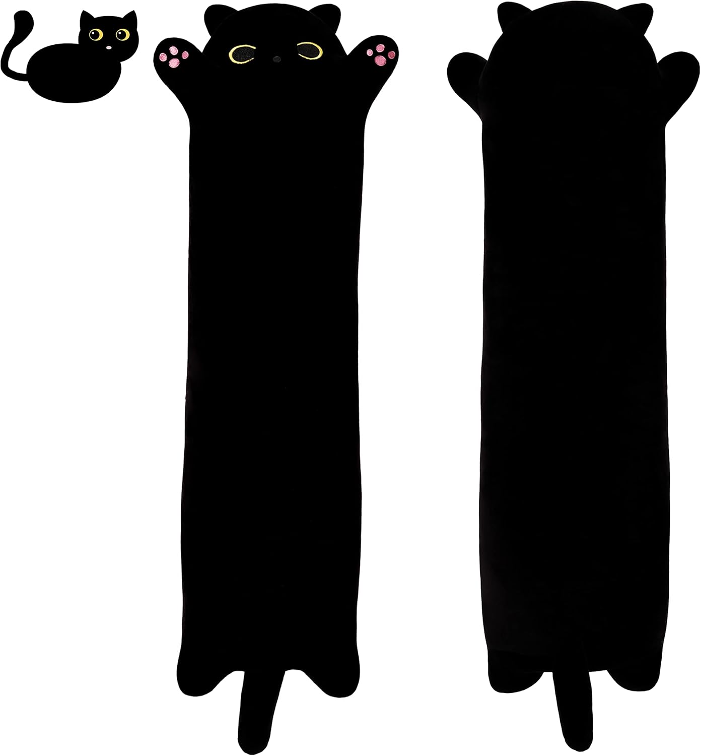 CHUBBYJOY Long Black Cat Plush Body Pillow, 20" 27" 35" 43" Soft Stuffed Cat Pillow with Raised Paws and Long Tail, Kawaii Cat Hugging Cushion for Kids Teens Adults CHUBBYJOY Long Black Cat Plush Body Pillow, 20" 27" 35" 43" Soft Stuffed Cat Pillow with Raised Paws and Long Tail, Kawaii Cat Hugging Cushion for Kids Teens Adults