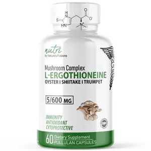 Nutri L Ergothioneine Supplements with Organic Mushroom Complex - 5mg L-Ergothioneine & 600mg Organic Mushroom Extracts - 60 Capsules