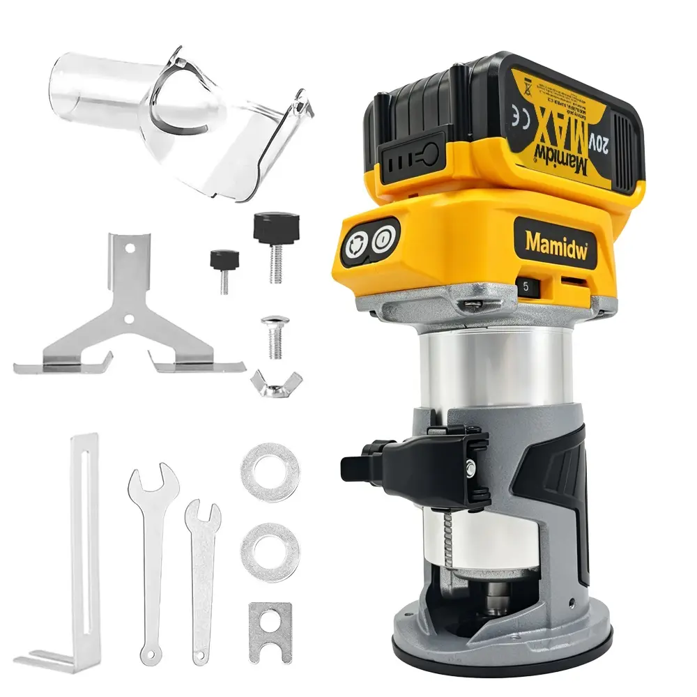 Cordless Palm Trim Router Bare Tool (Power Tools) - Brushless Motor, 5-Speed Lock (12,000-30,000 RPM), Cutting, Trim & Groove Fast, Edge Carving, Wood Surfaces Slotting, Compatible With Dewalt 20V Battery, Dcb Series