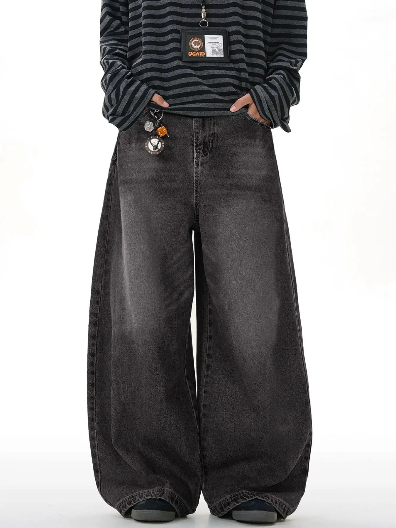 New American Streetwear Vintage Washed Jeans, Loose Fit Wide Leg, Baggy Oversized, Skateboard Hip Hop Style, Multiple Sizes Available, Pants