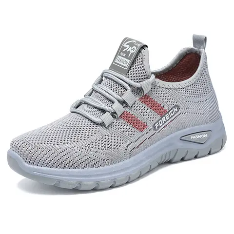 Rain Core Women's Knit Lace-Up Casual Trainers - All-Season Shoes for Women, Sports, Walking & Street Style, Secure Fit, All-Day Comfort, Modern Clean Aesthetic, Sporty Chic Flat Footwear, Sports Shoes